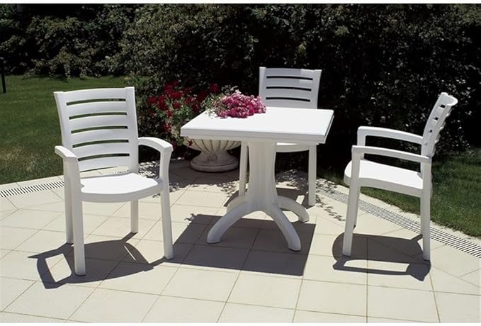 Compamia Marina Resin Patio Dining Arm Chair in White (Set of 2)