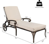 VINGLI Cast Aluminum Outdoor Chaise Lounge Chair with Wheels Set of 2 - Photo 3