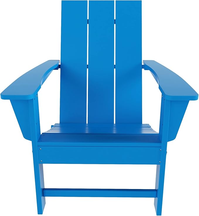 WO Home Furniture HDPE Adirondack Chair Folding Poly Lumber All Weather UV/Fade Resistant Heavy Duty for Patio, Backyard, Balcony, Garden, Lawn (Pacific Blue)…