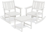 SERWALL Outdoor Rocking Chairs Set of 2 with Side Table, All-Weather HDPE 3 Piece Patio Furniture Set - Photo 3