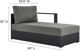 Modway Tahoe Aluminum 4-Piece Outdoor Patio Furniture Gray Charcoal, Modular Sectional Sofa Set with Chaise Lounges - Photo 7