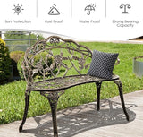 Patio Outdoor Park Loveseat Bench for Garden Porch Deck Made Cast Iron Anti-Rust Aluminum Metal - Photo 4
