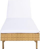 SAFAVIEH Outdoor Collection Cam Natural Brown Wicker/White Cushion Adjustable Chaise Lounge Chair - Photo 1