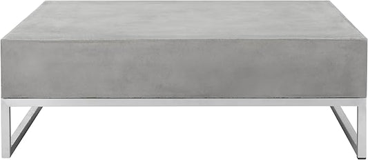 SAFAVIEH Outdoor Collection Eartha Modern Dark Grey Concrete Coffee Table (Fully Assembled)