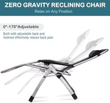 NAIZEA Padded Zero Gravity Chair, Folding Outdoor Lounge Chairs, Adjustable Reclining Camping Chairs with Cup Holder - Photo 6