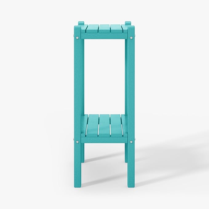 WestinTrends Malibu 36" Outdoor Adirondack HDPE 2-Tier Patio Side Table, Turquoise
