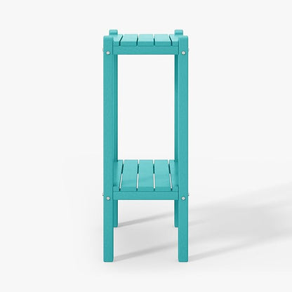 WestinTrends Malibu 36" Outdoor Adirondack HDPE 2-Tier Patio Side Table, Turquoise