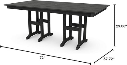 Polywood Lakeside Outdoor Dining Table, Black, All-Weather HDPE Patio Furniture, Made in USA, Deck, Garden, Pool