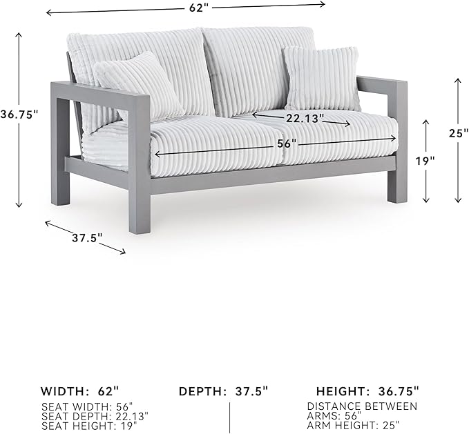 Signature Design by Ashley Moonlight View Contemporary Outdoor Nuvella Weather Resistant Fabric Loveseat with Cushion - Photo 3