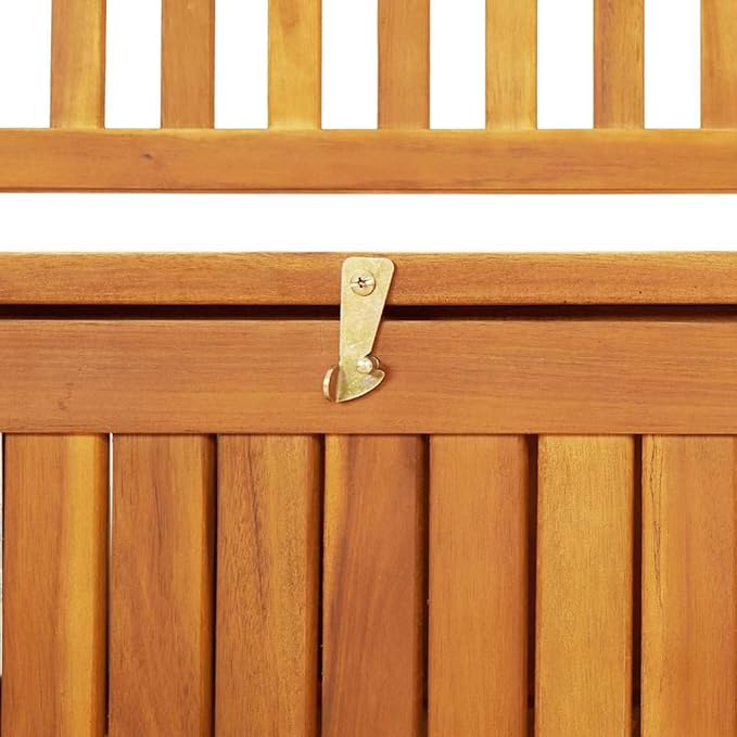vidaXL 47.2" Patio Storage Bench, Solid Acacia Wood, Outdoor Garden Furniture with Ample Storage Space and Comfortable Seating
