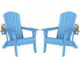 Plawdlik Folding Adirondack Chair Set of 2 with Cup Holder, Heavy All-Weather, Wooden Textured, HDPE Outdoor Chairs - Photo 1