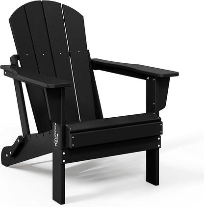 WestinTrends Malibu Malibu Outdoor Folding Poly Adirondack Chair (Set of 8), Black