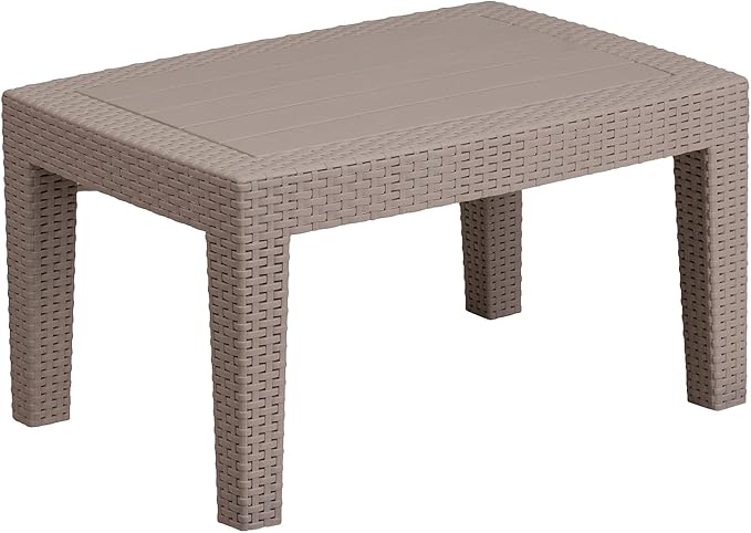 Flash Furniture Seneca Light Gray Faux Rattan Coffee Table