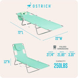 Ostrich the Original Chaise 72 x 22 Inch Lounge Portable Reclining Lounger, Outdoor Patio, Beach, Lawn, Camping - Photo 2