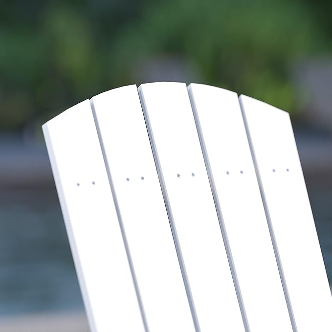 Merrick Lane Riviera Poly Resin Folding Adirondack Lounge Chair - White - Indoor/Outdoor - Weather Resistant