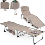 Goplus Tanning Chair with Face Arm Holes, Portable Sunbathing Chair w/4-Level Backrest, Head Pillow - Photo 1