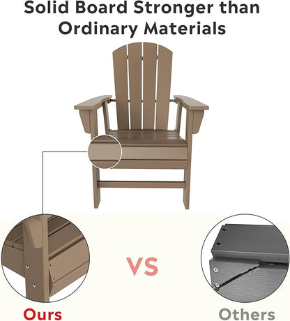 Costaelm Outdoor Fire Pit Chair, Patio hdpe Balcony Pool Adirondack Chair, Modern Front Porch Backyard Chair, Garden Resin Lounge Chair for Outside, Weathered Wood