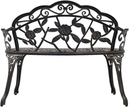 Bistro Bench Bronze Cast Aluminum Cast Iron Medium Sturdy Garden Patio Seating