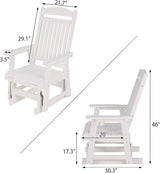 Poly Lumber Patio Glider for One Person, with Cup Holders, High Backrest and Deep Contoured Seat, HIPS Material - Photo 2