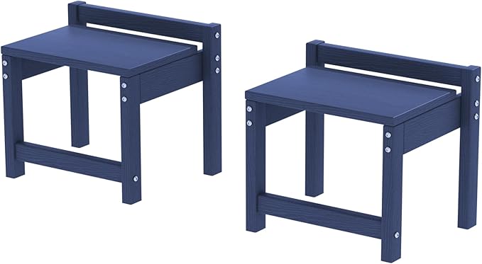 Stackable HDPE Foot Stool - All-Weather Indoor/Outdoor Seating for Patio, Living Room & Bathroom, Waterproof Windproof Heavy-Duty High-Density PE Step Stool, 2 Sets, Navy