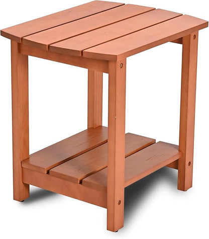Adirondack Side Table, Double Outdoor Side Tables 16.5" Solid End Tables, Small Outdoor Coffee Table Pine Wood Weather Resistant for Patio, Backyard,Pool (16-Walnut, Set of 1)