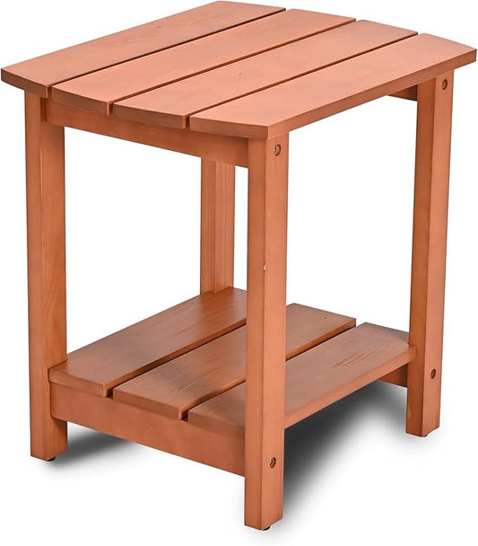 Adirondack Side Table, Double Outdoor Side Tables 16.5" Solid End Tables, Small Outdoor Coffee Table Pine Wood Weather Resistant for Patio, Backyard,Pool (16-Walnut, Set of 1)