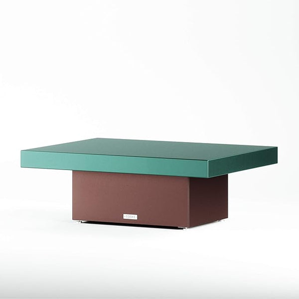 COOKE Santa Barbara Custom Contemporary Outdoor Table (Teal Texture Aluminum Top, Rose Cast Aluminum Base) - Photo 1