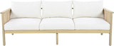 Merax Patio Acacia Wood PE Wicker 3-Seater Sofa with Waterproof Detachable Cushion, Outdoor Furniture - Photo 2