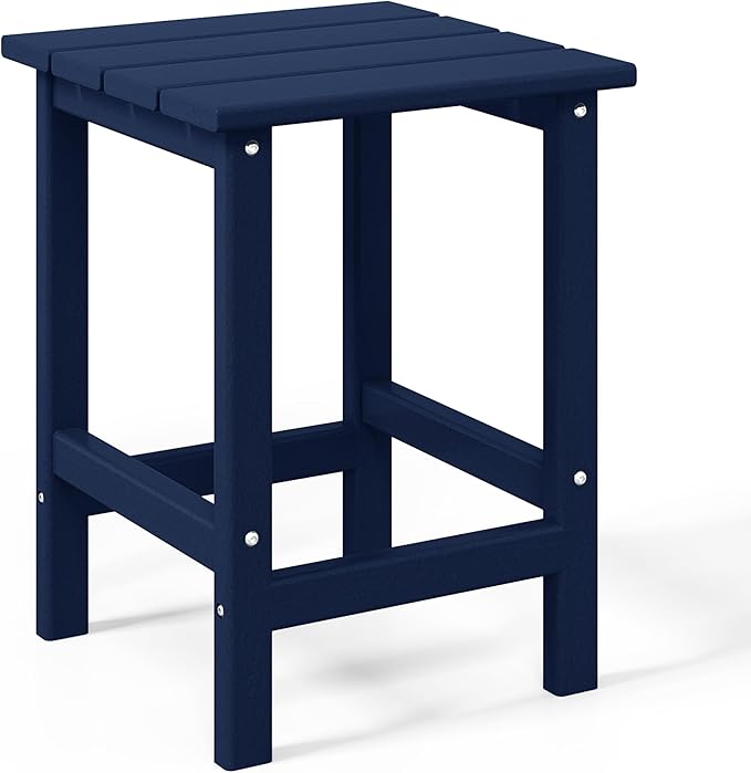 WestinTrends Malibu 2-Pieces Adirondack Chair Set with Side Table, All Weather Outdoor Seating Plastic Patio Lawn Chair Folding for Outside Porch Deck Backyard, Navy Blue