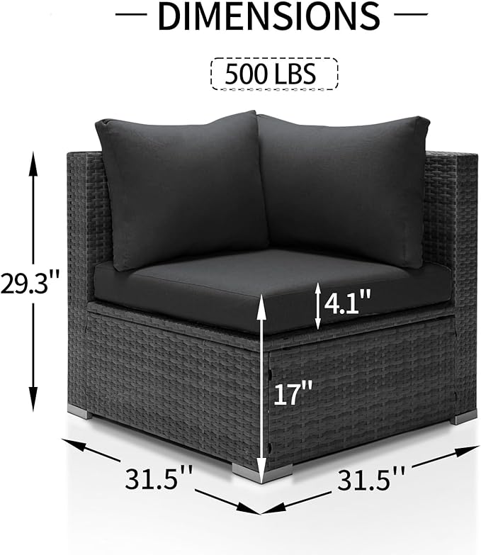 NICESOUL 29.3" High-Back Modern Luxury Patio Corner Sofa, Outdoor Furniture Piece Wide Deep Seat - Photo 2