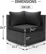 NICESOUL 29.3" High-Back Modern Luxury Patio Corner Sofa, Outdoor Furniture Piece Wide Deep Seat - Photo 2