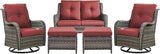 Rilyson Wicker Patio Furniture Set - 5 Piece Rattan Outdoor Sectional Conversation Sets with 2 Rocking Swivel Chairs - Photo 1