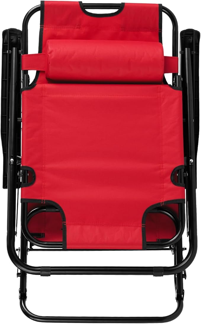 Outdoor Folding Chaise Lounge Chair, Patio Sun Lounger Reclining Beach Chair Sun Patio Pool Lawn Recliner Chair (Red)