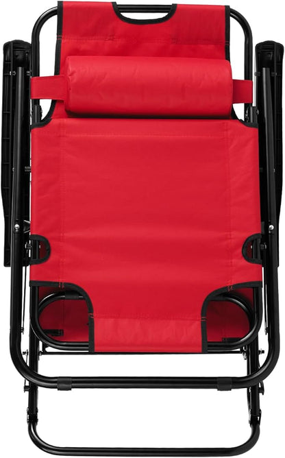 Outdoor Folding Chaise Lounge Chair, Patio Sun Lounger Reclining Beach Chair Sun Patio Pool Lawn Recliner Chair (Red)