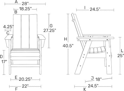 WO WESTIN OUTDOOR HDPE Shoreside Modern Curveback Adirondack Dining Chair,Dark Brown