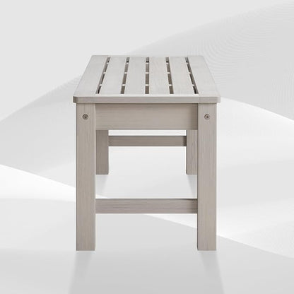 Psilvam Outdoor Bench, Two Person Poly Lumber Porch Bench, Weatherproof Garden Bench That Never Rot and Fade, All-Weather Patio Bench Suit for Garden, Porch, and Park (Grey)