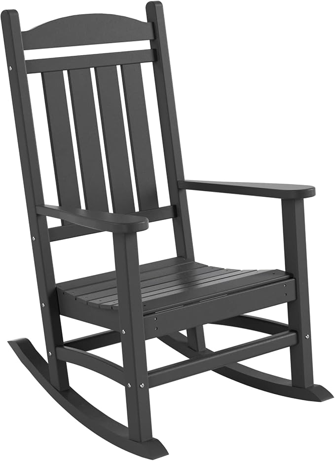 WO WESTIN OUTDOOR HDPE Laguna Classic Porch Rocking Chair (Set of 2), Gray