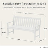 POLYWOOD Vineyard 60" Outdoor Patio Bench, White - Photo 3