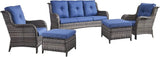 HUMMUH Outdoor Furniture 5 Pieces Patio Furniture Set Wicker Outdoor Sectional Sofa with 2 Patio Chairs,Ottomans - Photo 4