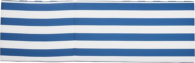 SAFAVIEH Outdoor Collection Newport Natural/ Blue & White Stripe Cushion Built-in Side Table Adjustable Chaise Lounge Chair