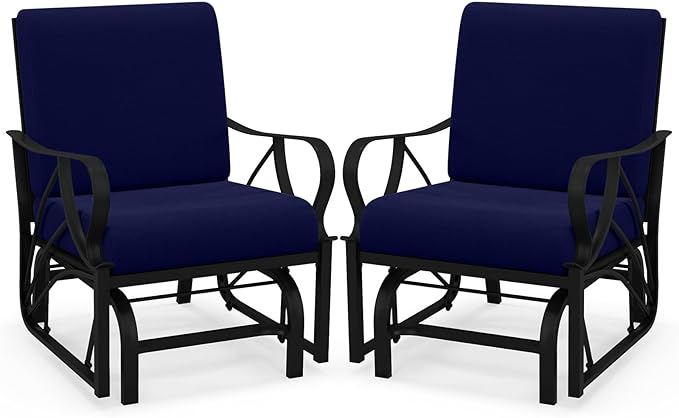 Tangkula Outdoor Patio Glider, Metal Framed Gliding Chair with Cushion - Photo 1