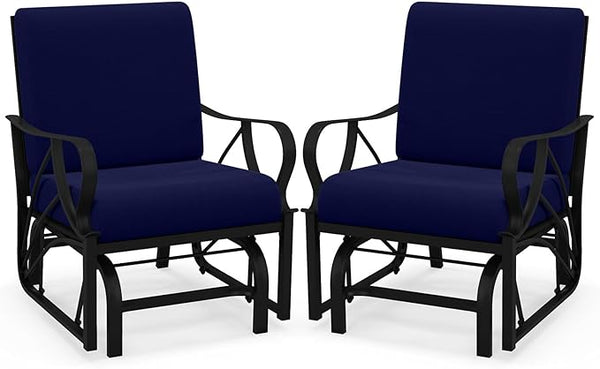Tangkula Outdoor Patio Glider, Metal Framed Gliding Chair with Cushion - Photo 1