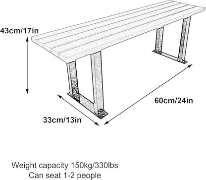 Outdoor Park Garden Bench, Solid Wood Slats and Metal Frame, Weatherproof, Suitable for Patios, Schools, Commercial Spaces(60x33x43cm/24x13x17in)