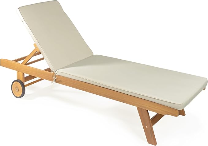JONATHAN Y LNG1000E Mallorca 77.56"x23.62" Modern Classic Adjustable Acacia Wood Chaise Outdoor Lounge Chair with - Photo 1