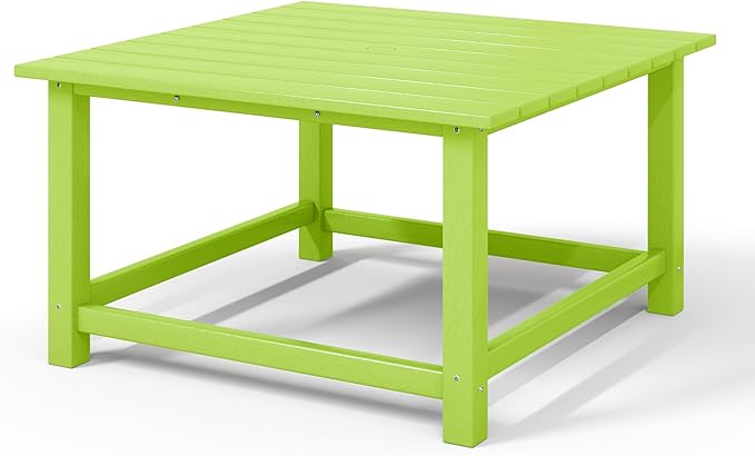 WestinTrends Malibu Low Outdoor HDPE Square Patio Coffee Table, Lime