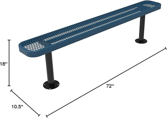 COATEDOUTDOORFURNITURE Coated Outdoor Furniture Heavy-Duty Outdoor Bench Thermoplastic Coated, Expanded Metal, Commercial-Grade Seating, Made in America (Surface Without Back, 6 Ft, Light Blue)