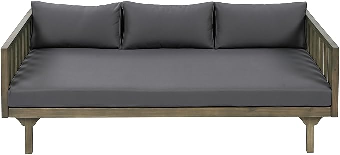 Christopher Knight Home Claremont Outdoor 3 Seater Acacia Wood Daybed with Fabric Water Resistant and Removable Cushions - Photo 4