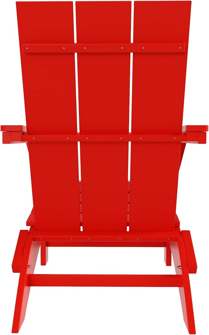 WO Home Furniture HDPE Adirondack Chair Folding Poly Lumber All Weather UV/Fade Resistant Heavy Duty for Patio, Backyard, Balcony, Garden, Lawn (Red)…