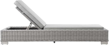 Conway Outdoor Patio Wicker Rattan Chaise Lounge in Light Gray Gray