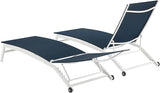 Crosley Furniture Weaver 2-Piece Reclining Sling Outdoor Chaise Lounge Chair Set with Wheels, Patio, Deck, Pool, Navy - Photo 5